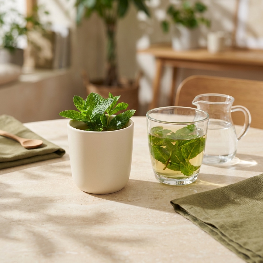 Frischer Minztee im Glas